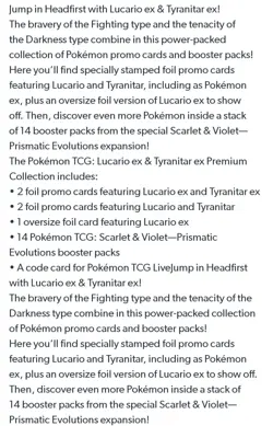 Pokemon Prismatic Evolutions Lucario Ex & Tyranitar Ex-In Hands Sep 4. - Image 4