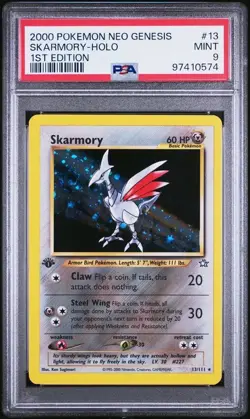 Pokemon Neo Genesis Skarmory 1st Edition Holo Rare #13 PSA 9 - Image 1