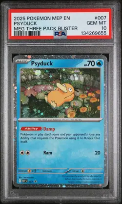 PSA 10 2025 PSYDUCK 007/132 MEGA EVOLUTION THREE PACK BLISTER POKEMON - Image 1