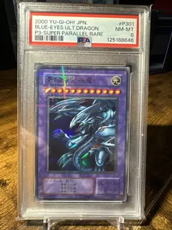 2000 YU-GI-OH! JPN. Blue-Eyes Ultimate Dragon #P301 Super Parallel Rare PSA 8 - Image 1