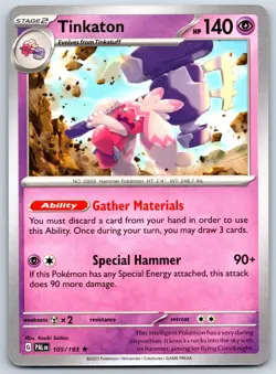 Tinkaton - Paldea Evolved Prerelease Non-Holo Exclusive Rare Pokemon Card NM - Image 1