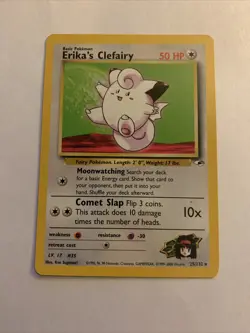Erika’s Clefairy 25/132 Gym Heroes Rare Pokemon Card NM - Image 1