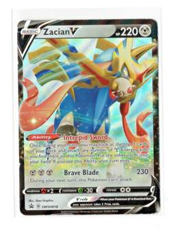 Pokemon TCG - Zacian V SWSH018 - SWSH Black Star Promo Holo Rare Game Freak - LP - Image 1