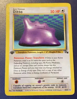 1999 Pokemon Ditto Non Holo Rare 18/62 Fossil Set 1st Edition - Image 1