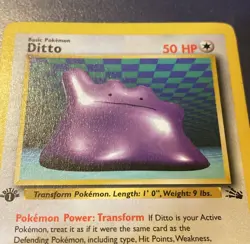 1999 Pokemon Ditto Non Holo Rare 18/62 Fossil Set 1st Edition - Image 2