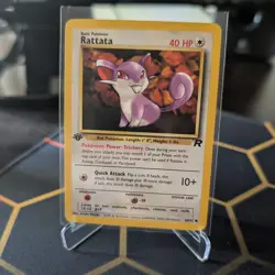 Pokemon TCG Rattata 66/82 Common Card Team Rocket 1st Ed LP - Image 1