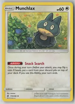 Munchlax 173/236 Pokemon Unified Minds Uncommon Lightly Played (LP) 1 - Image 1
