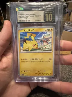 CGC Pristine 10 Pokemon Japanese Pikachu 120/SV-P 2023 Scarlet & Violet Promos G - Image 1