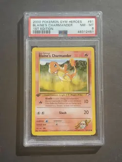 PSA 8 1ST EDITION BLAINE'S CHARMANDER 61/132 GYM HEROES SET - NM / MINT - Image 1
