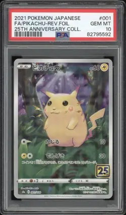2021 Pokemon JAPANESE 25th Anniversary s8a Pikachu FA Rev. Foil 001/028 PSA 10 - Image 1