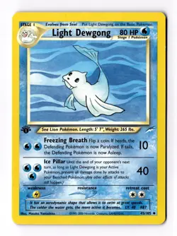 Light Dewgong Neo Destiny 1st Edition 2002 Pokemon Card Light Play NM 45/105 - Image 1