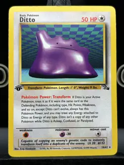 Pokemon TCG Fossil Ditto 18/62 1st Edition Non-Holo Rare LP - Image 3