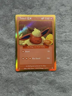 Pokepu Season 2 Holo Toast EX Flareon Psyduck Pokemon Fan Art Mick Junco Artist - Image 1