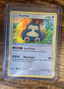 Pokemon TCG Snorlax 158/214 Sun & Moon Unbroken Bonds Reverse Holo Rare Card - Image 1