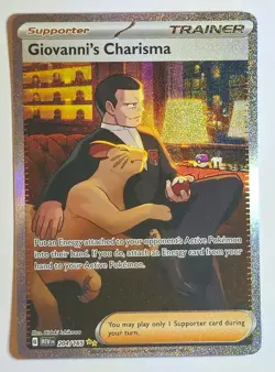 Giovanni's Charisma 204/165 SIR Scarlet & Violet 151 Pokemon TCG & Bonus Card - Image 2