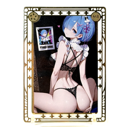 Goddess Story: Re:Zero Rem Non-Serial Metal Anime Waifu CCG Card (Damaged) - Image 1