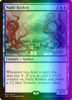 MTG Magic the Gathering Nadir Kraken (55/412) Theros Beyond Death LP FOIL - Image 1