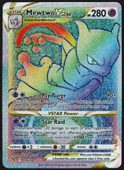 Mewtwo VSTAR 2022 Pokemon 079/078 Rainbow Holo Secret Rare (NM) ?? - Image 1