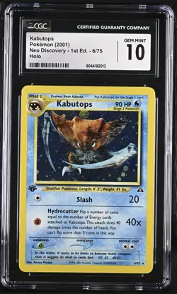 Kabutops Neo Discovery 1st Edition Holo Rare 6/75 Pokemon CGC 10 Gem Mint - Image 1