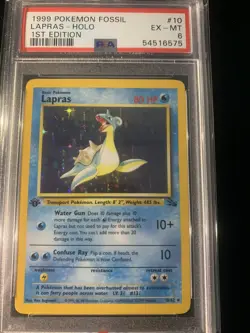 PSA 6 EX - MT 1999 Pokemon 1st Edition Fossil Lapras Holo 10 - Image 1