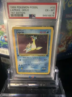 PSA 6 EX - MT 1999 Pokemon 1st Edition Fossil Lapras Holo 10 - Image 3