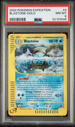 2002 POKEMON EXPEDITION #4 BLASTOISE-HOLO PSA 8 - Image 1