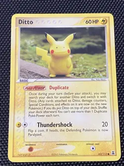 Ditto 63/113 Delta Species Common Pokemon TCG LP+ Pikachu - Image 1