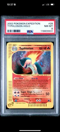 Pokemon TCG Typhlosion Expedition Holo 28/165 PSA 8 - Image 1