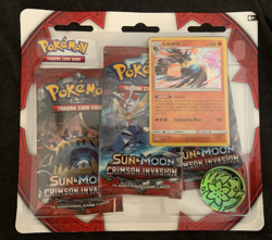 Pokemon Sun & Moon Crimson Invasion Lucario 3 Pack Blister Booster - Sealed - Image 1
