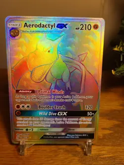Unified Minds Aerodactyl GX Rainbow Secret Rare Holo Card 244/236 - Image 1