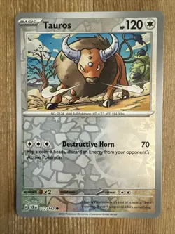 Tauros 112/142 Stellar Crown Reverse Holo Pokemon Card NM - Image 1