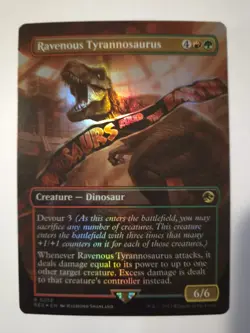 Magic the Gathering Ravenous Tyrannosaurus Card Jurassic World 0043 Foil Rare - Image 1