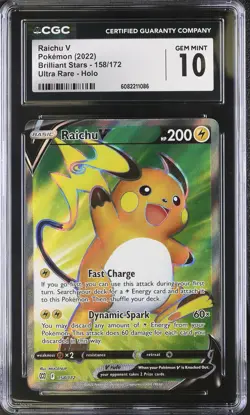CGC 10 Raichu V 158/172 Full Art Brilliant Stars Pokemon Card - Image 1