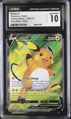 CGC 10 Raichu V 158/172 Full Art Brilliant Stars Pokemon Card - Image 1