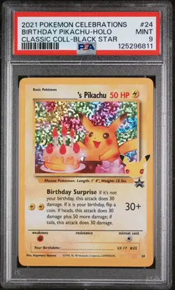 PSA 9 Birthday Pikachu #24 Pokemon Celebrations Black Star Promo Holo Card - Image 1