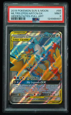 Moltres & Zapdos & Articuno GX 66 PSA 9 Hidden Fates Pokemon Card, Multiple Avai - Image 1