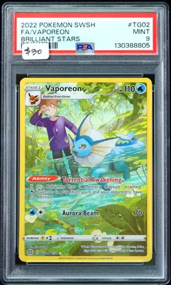 2022 Vaporeon #TG02 Brilliant Stars PSA 9 Pokemon Card - Image 1