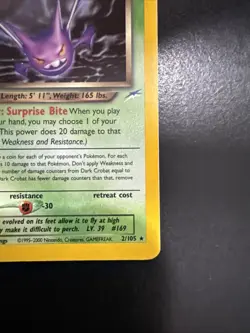 Pokemon Dark Crobat TCG Neo Destiny Holo Rare Card 2/105 WOTC - Image 3
