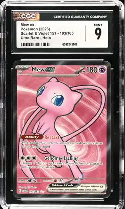 CGC 9 MINT Mew EX 193/165 Scarlet & Violet 151 ULTRA RARE Full Art Pokemon - Image 1