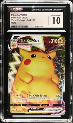 CGC 10 GEM MINT Pikachu VMAX 044/185 Vivid Voltage Full Art 2020 Pokemon - Image 1