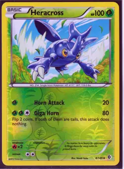 2012 POKEMON HERACROSS 8/149 BLACK & WHITE BOUNDARIES CROSSED REV HOLO NM (H1) - Image 1