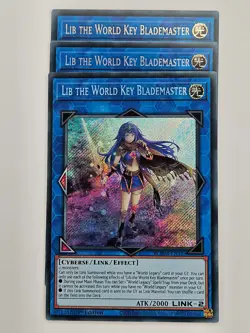 Yu Gi Oh - 3x BLMM-EN159 Lib The World Key Blademaster - Secret Rare - Image 1