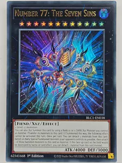 Yu Gi Oh - BLC1-EN038 Number 77: The Seven Sins - Gold Ultra Rare - Image 1