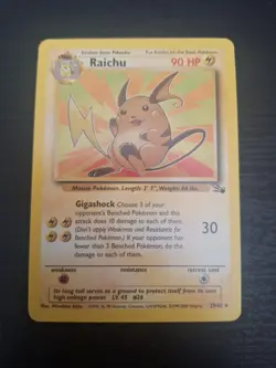 Pokemon TCG Raichu 29/62 Fossil Unlimited Non-Holo Card. - Image 1