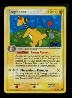 Ampharos 1/115 EX Unseen Forces 2005 Reverse Holo Rare Pokemon Card TCG - Image 1