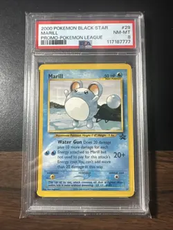 2000 POKEMON PROMO BLACK STAR POKEMON LEAGUE #29 MARILL PSA 8 - Image 1