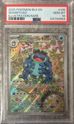 2025 Pokemon Black Bolt English Illustration Rare Seismitoad 105/086 PSA 10 - Image 1