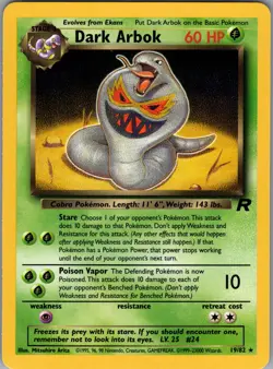 Pokemon TCG Dark Arbok 19/82 Team Rocket Non Holo Ulimited NM - Image 1