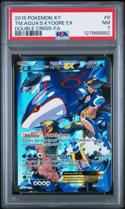 2015 Pokemon XY Double Crisis Team Aqua’s Kyogre EX Full Art #6 PSA 7 NEAR MINT - Image 1