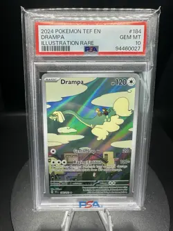 2024 POKEMON TEF EN-TEMPORAL FORCES ILLUSTRATION RARE #184 DRAMPA PSA 10 - Image 1
